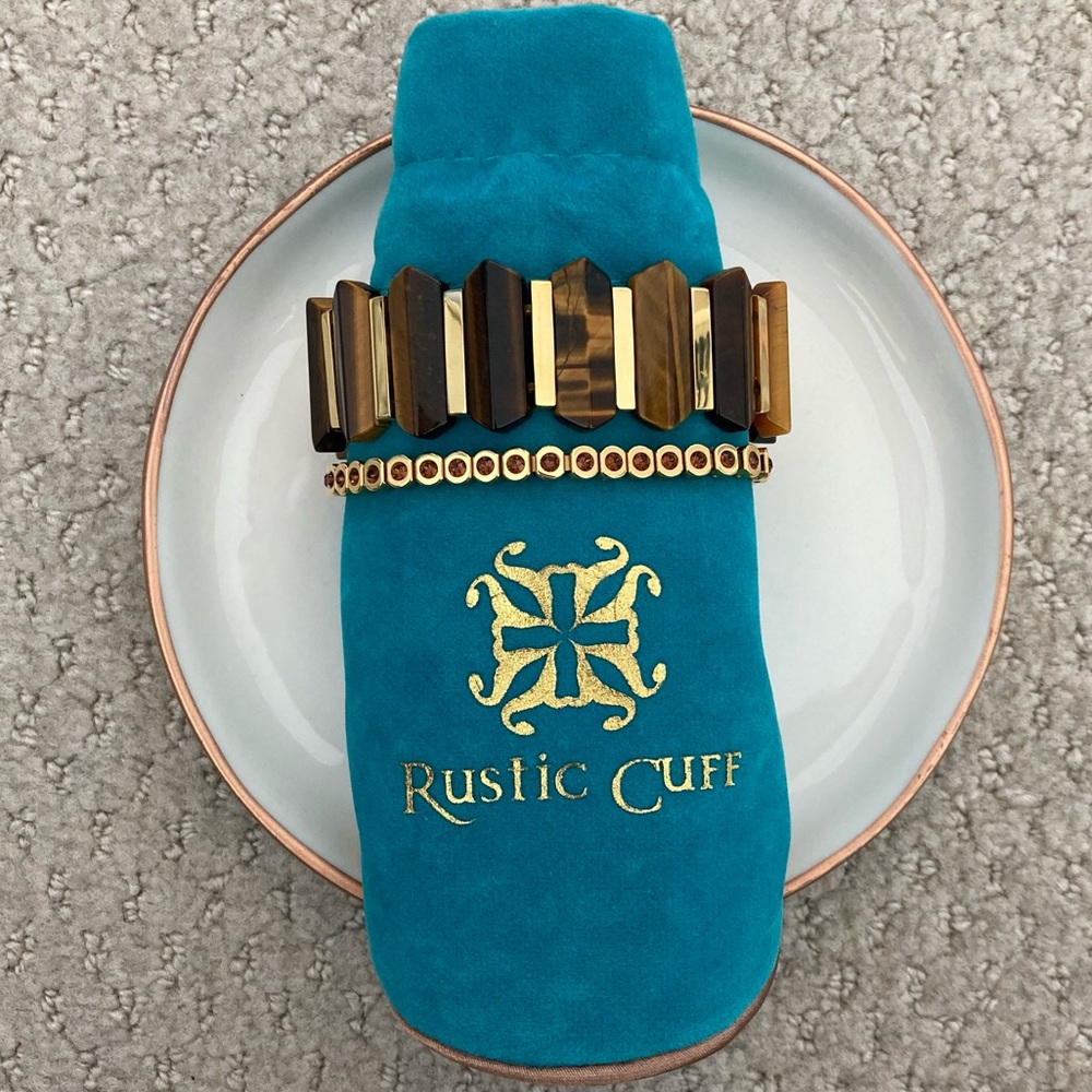 2 Rustic Cuff Gold Brown Topaz Bracelets Bracelet